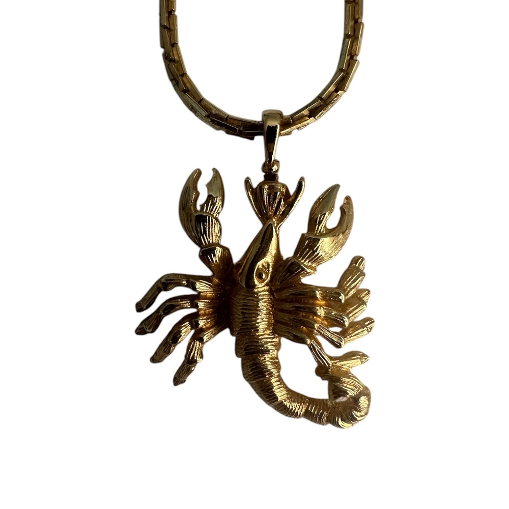 Gold Scorpion Pendant Necklace authentic vintage Monet